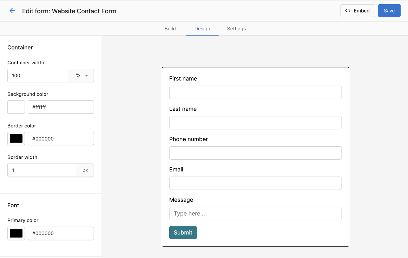 Website contact form design interface showcasing fields for user input, relevant for Corpus Christi digital marketing services.