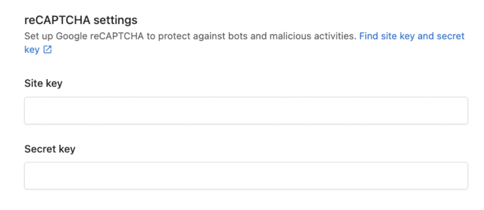 reCAPTCHA settings interface for lead capture forms, ensuring protection against spam for Corpus Christi digital marketing.