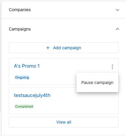 Campaign management interface showing options to add, pause, or view campaigns in Command Local's CRM for effective contact management.